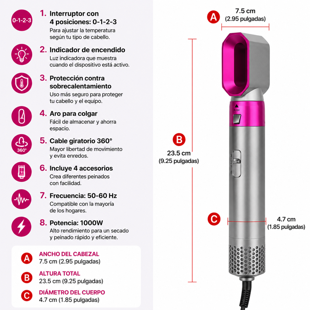 Cepillo Secador Moldeador 5 en 1
